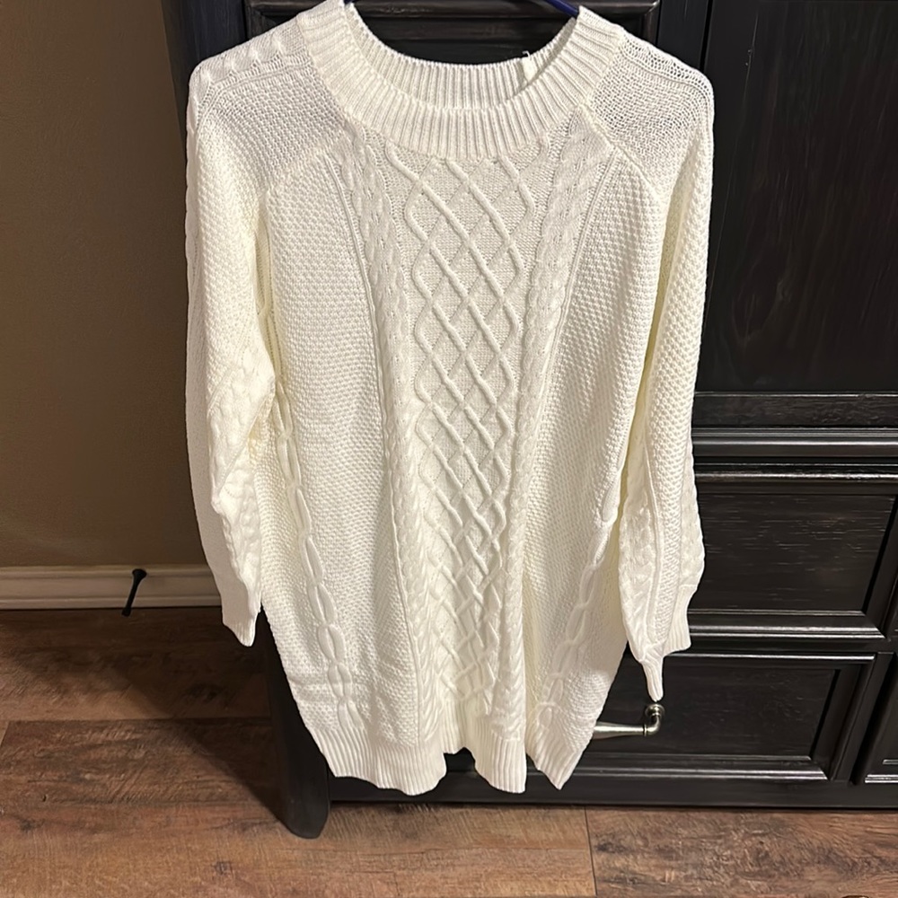 White sweater dress